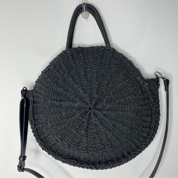 Abercrombie & Fitch Handbags - Abercrombie & Fitch Large Straw Women's Black Tote Bag Natural Round Bag